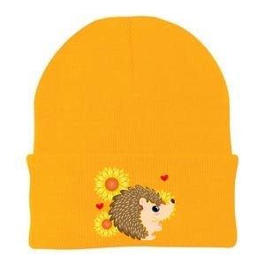 Happy Valentine's Day Hedgehog Sunflower Heart Valentine Funny Gift Knit Cap Winter Beanie