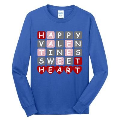 Happy Valentines Day For Word Game Lovers Gift Tall Long Sleeve T-Shirt