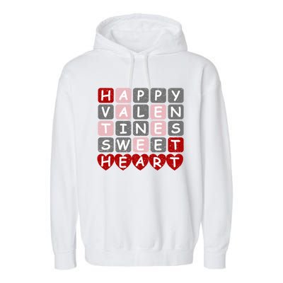 Happy Valentines Day For Word Game Lovers Gift Garment-Dyed Fleece Hoodie