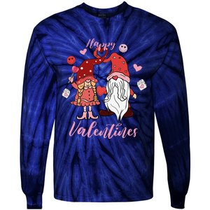 Happy Valentines Day Gnomes Dice Hearts Love Tie-Dye Long Sleeve Shirt