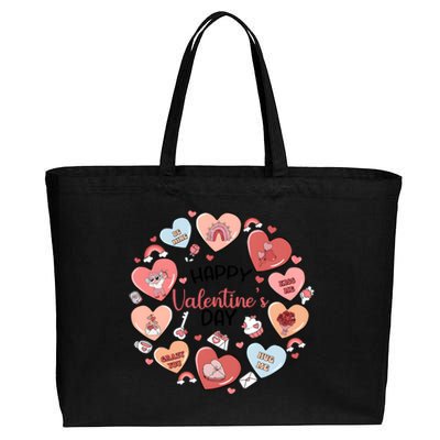 Happy ValentineS Day Conversation Hearts Valentine Cotton Canvas Jumbo Tote