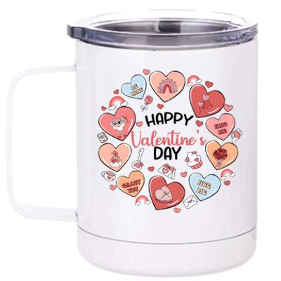 Happy ValentineS Day Conversation Hearts Valentine 12 oz Stainless Steel Tumbler Cup