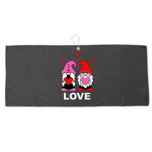 Happy Valentines Day Gnomes Elves Elf Love Anniversary Large Microfiber Waffle Golf Towel