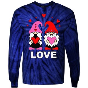 Happy Valentines Day Gnomes Elves Elf Love Anniversary Tie-Dye Long Sleeve Shirt