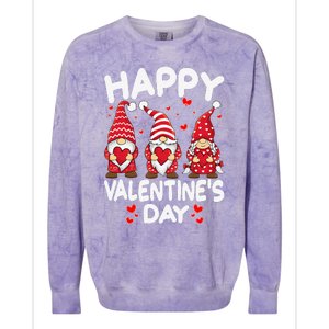 Happy Valentines Day Gnomes Funny Matching Three Gnomies Colorblast Crewneck Sweatshirt