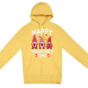 Happy Valentines Day Gnomes Funny Matching Three Gnomies Premium Pullover Hoodie