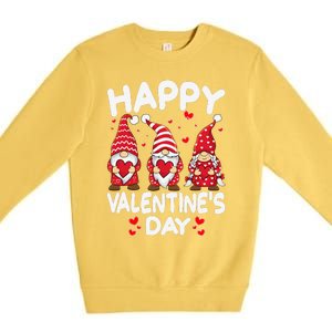 Happy Valentines Day Gnomes Funny Matching Three Gnomies Premium Crewneck Sweatshirt