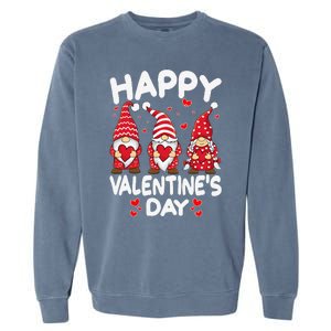 Happy Valentines Day Gnomes Funny Matching Three Gnomies Garment-Dyed Sweatshirt