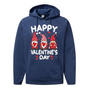 Happy Valentines Day Gnomes Funny Matching Three Gnomies Performance Fleece Hoodie