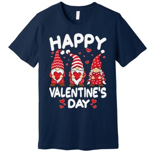 Happy Valentines Day Gnomes Funny Matching Three Gnomies Premium T-Shirt