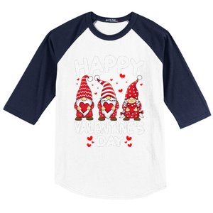 Happy Valentines Day Gnomes Funny Matching Three Gnomies Baseball Sleeve Shirt