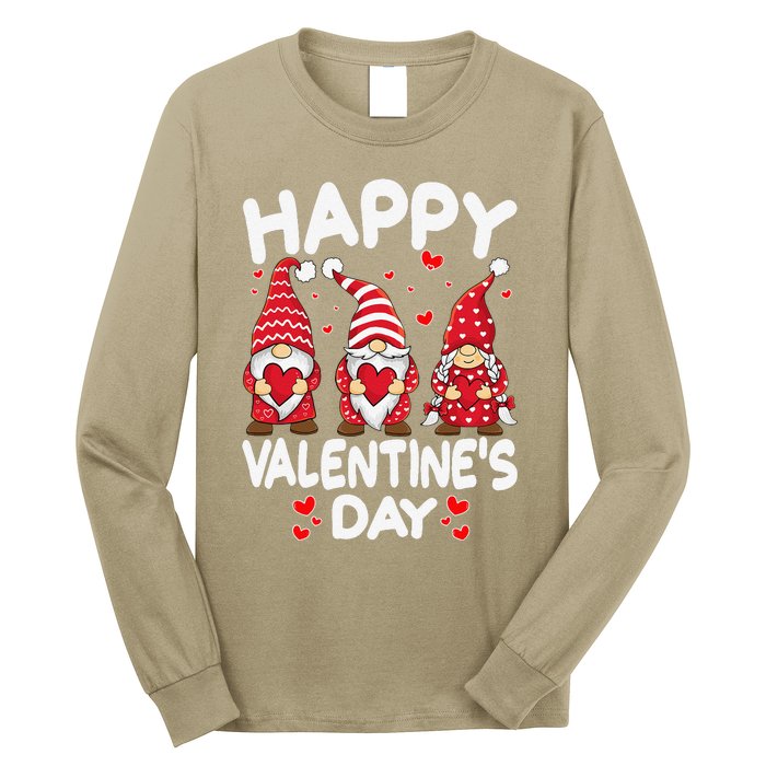 Happy Valentines Day Gnomes Funny Matching Three Gnomies Long Sleeve Shirt