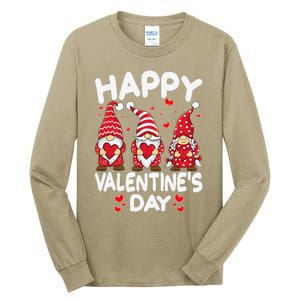 Happy Valentines Day Gnomes Funny Matching Three Gnomies Tall Long Sleeve T-Shirt