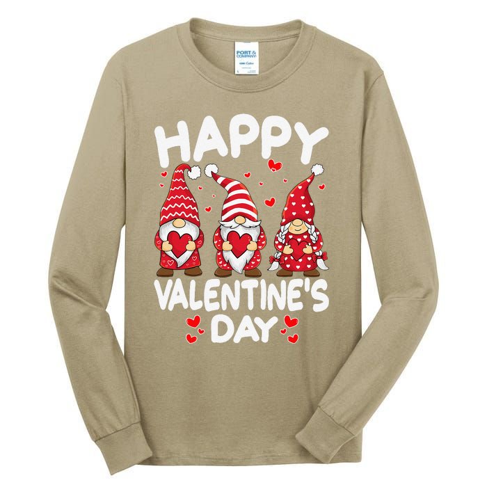 Happy Valentines Day Gnomes Funny Matching Three Gnomies Tall Long Sleeve T-Shirt