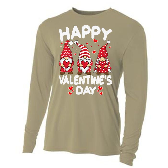 Happy Valentines Day Gnomes Funny Matching Three Gnomies Cooling Performance Long Sleeve Crew