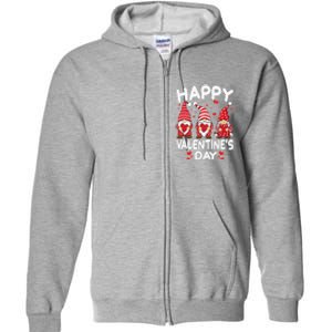 Happy Valentines Day Gnomes Funny Matching Three Gnomies Full Zip Hoodie