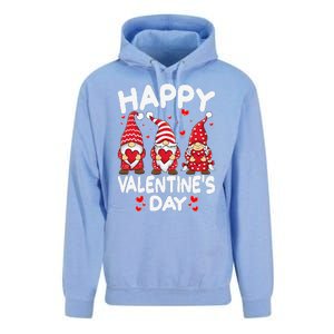 Happy Valentines Day Gnomes Funny Matching Three Gnomies Unisex Surf Hoodie