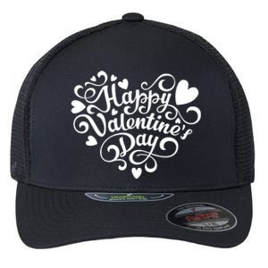 Happy Valentines Day Shaped Heart Flexfit Unipanel Trucker Cap