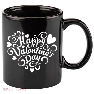 Happy Valentines Day Shaped Heart 11oz C Handle Ceramic Mug