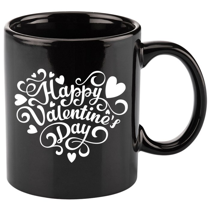 Happy Valentines Day Shaped Heart 11oz C Handle Ceramic Mug