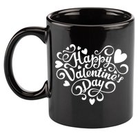 Happy Valentines Day Shaped Heart 11oz C Handle Ceramic Mug