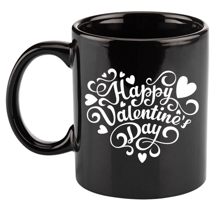 Happy Valentines Day Shaped Heart 11oz C Handle Ceramic Mug