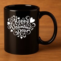 Happy Valentines Day Shaped Heart 11oz C Handle Ceramic Mug