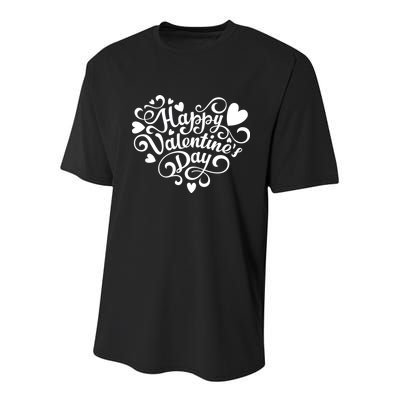 Happy Valentines Day Shaped Heart Youth Performance Sprint T-Shirt