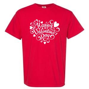 Happy Valentines Day Shaped Heart Garment-Dyed Heavyweight T-Shirt