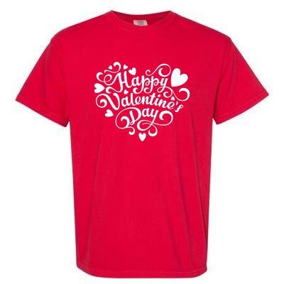 Happy Valentines Day Shaped Heart Garment-Dyed Heavyweight T-Shirt