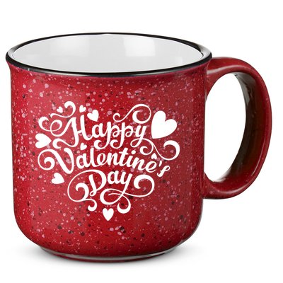 Happy Valentines Day Shaped Heart 15oz Campfire Ceramic Mug