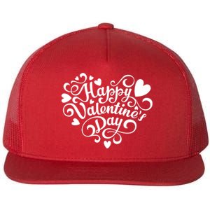 Happy Valentines Day Shaped Heart Flat Bill Trucker Hat