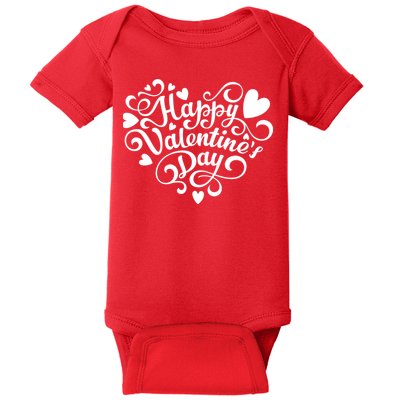 Happy Valentines Day Shaped Heart Baby Bodysuit