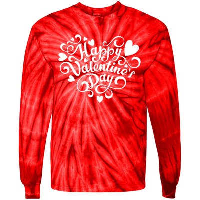 Happy Valentines Day Shaped Heart Tie-Dye Long Sleeve Shirt