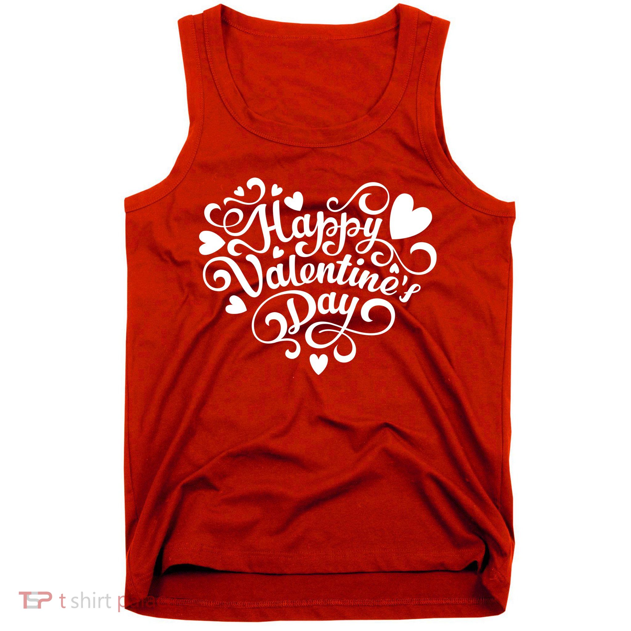 Happy Valentines Day Shaped Heart Tank Top