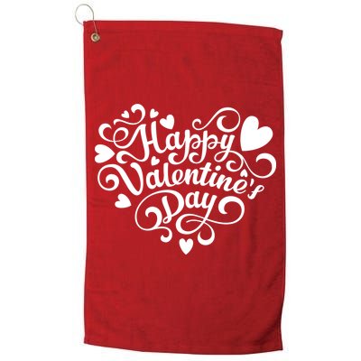 Happy Valentines Day Shaped Heart Golf Towel