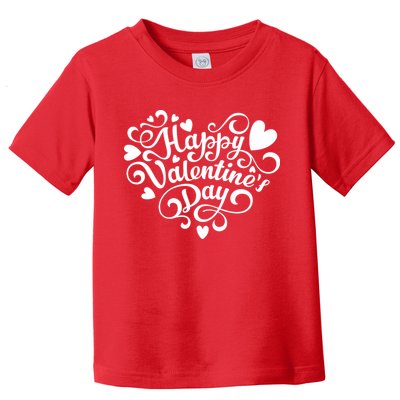 Happy Valentines Day Shaped Heart Toddler T-Shirt