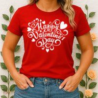 Happy Valentines Day Shaped Heart Womens T-Shirt