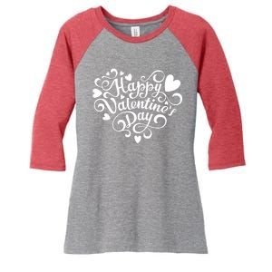 Happy Valentines Day Shaped Heart Women's Tri-Blend 3/4-Sleeve Raglan Shirt