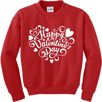 Happy Valentines Day Shaped Heart Kids Sweatshirt