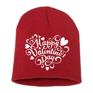 Happy Valentines Day Shaped Heart Short Acrylic Beanie