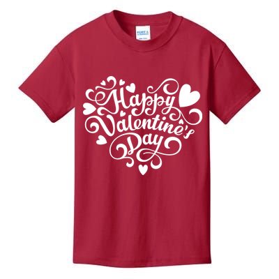 Happy Valentines Day Shaped Heart Kids T-Shirt