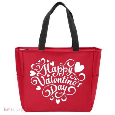 Happy Valentines Day Shaped Heart Zip Tote Bag