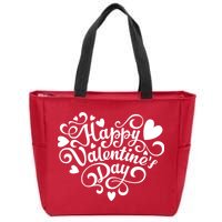 Happy Valentines Day Shaped Heart Zip Tote Bag