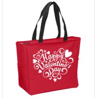 Happy Valentines Day Shaped Heart Zip Tote Bag