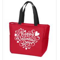 Happy Valentines Day Shaped Heart Zip Tote Bag