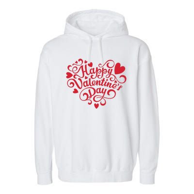 Happy Valentines Day Shaped Heart Garment-Dyed Fleece Hoodie