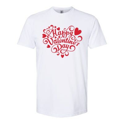 Happy Valentines Day Shaped Heart Softstyle CVC T-Shirt