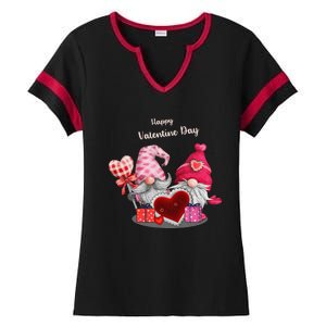 Happy Valentines Day Gnomes Heart Valentine Day For Ladies Halftime Notch Neck Tee