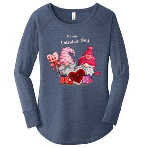 Happy Valentines Day Gnomes Heart Valentine Day For Women's Perfect Tri Tunic Long Sleeve Shirt